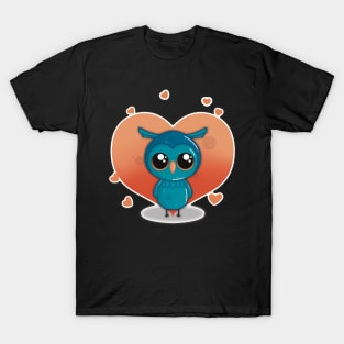 Cute Little Valentines Day Owl with Heart T-Shirt